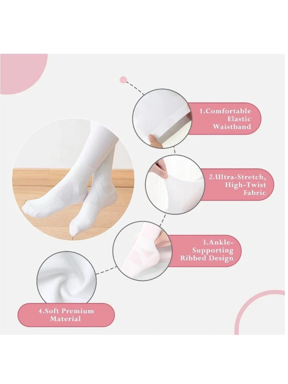Honeysea Girls White Ballet Dance Tights Size Small 6-8 Years